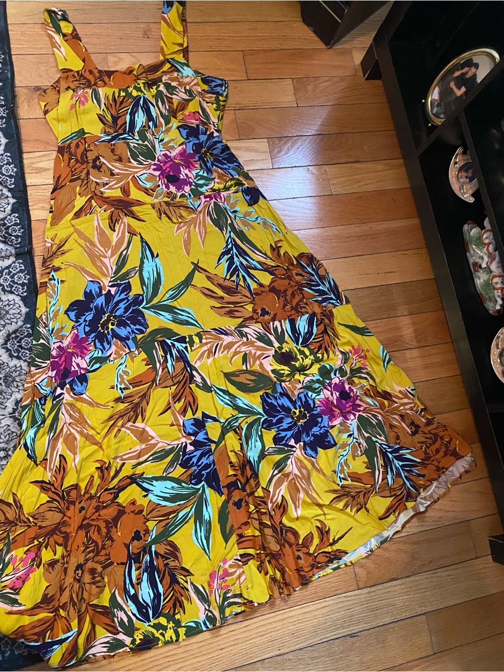 Vince Camuto Vibrant Tropical Print Sundress in Blue, Pink & Green